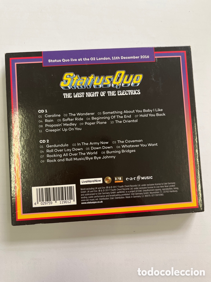 CDs de m&uacute;sica: STATUS QUO. 2 CD The Last Night Electrics. 2017 - Foto 2