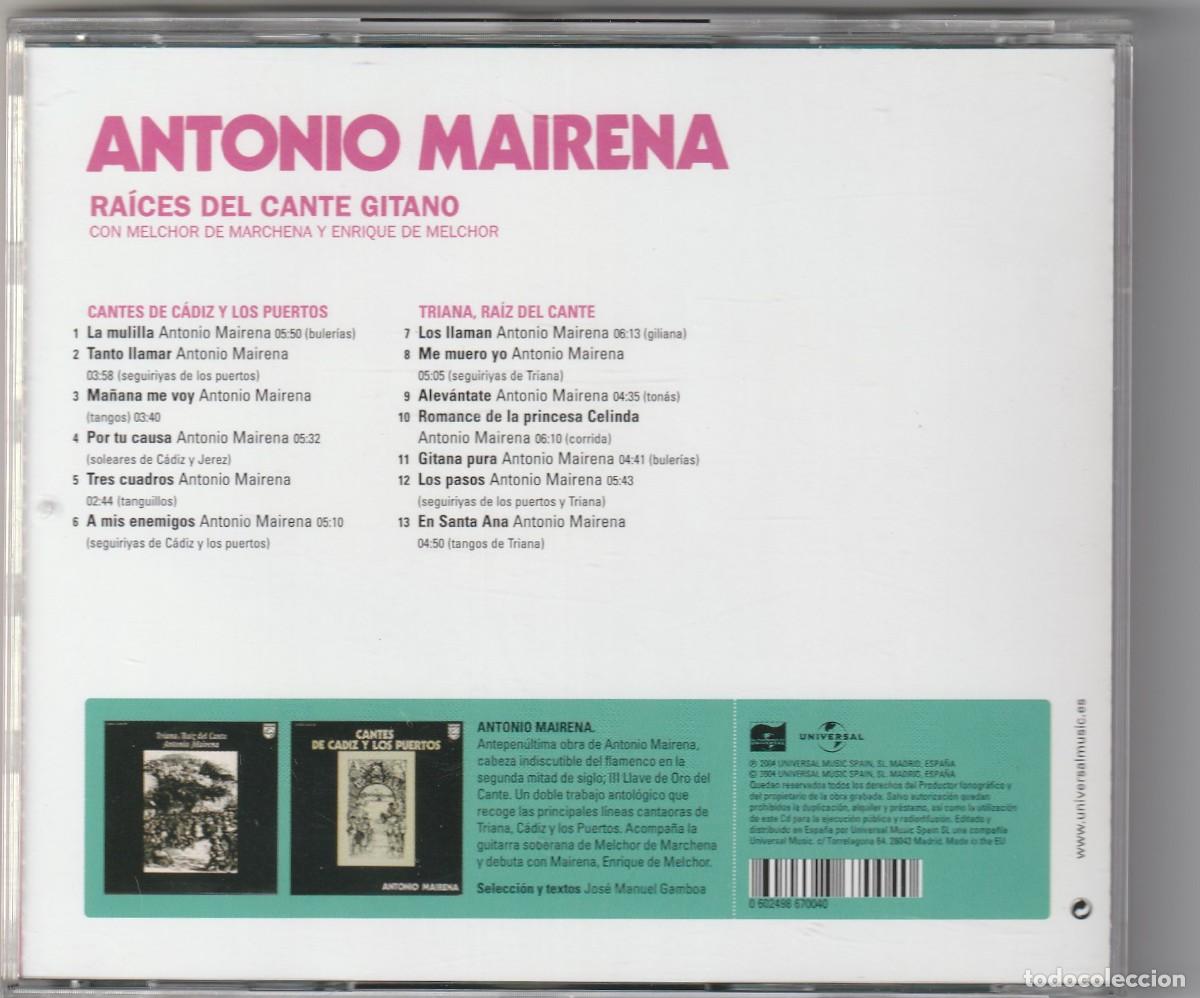 CDs de m&uacute;sica: ANTONIO MAIRENA - RAICES DEL CANTE GITANO (CD UNIVERSAL 2004) - Foto 2
