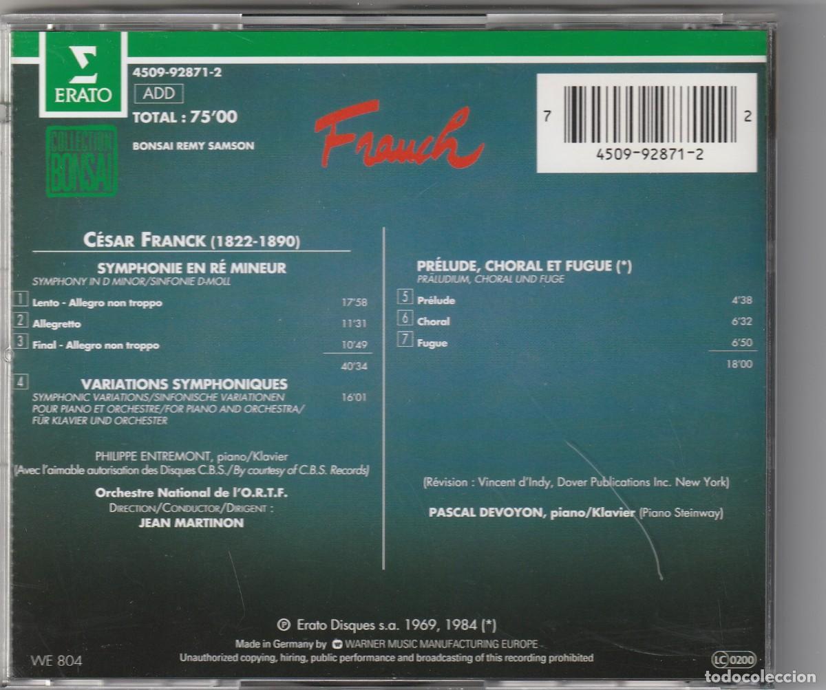 CDs de m&uacute;sica: CESAR FRANCK - SYMPHONIE EN RE MINEUR (CD ERATO) PASCAL DEVOTON - Foto 2