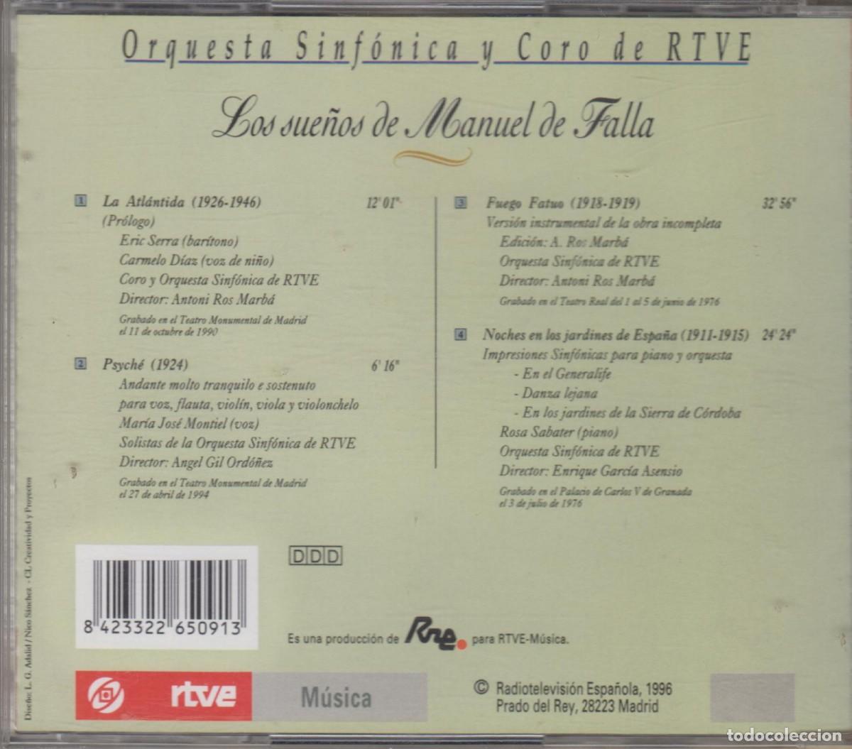 CDs de m&uacute;sica: Los sue&ntilde;os de Manuel de Falla cd Orquesta sinf&oacute;nica y coro de RTVE 1996 - Foto 2