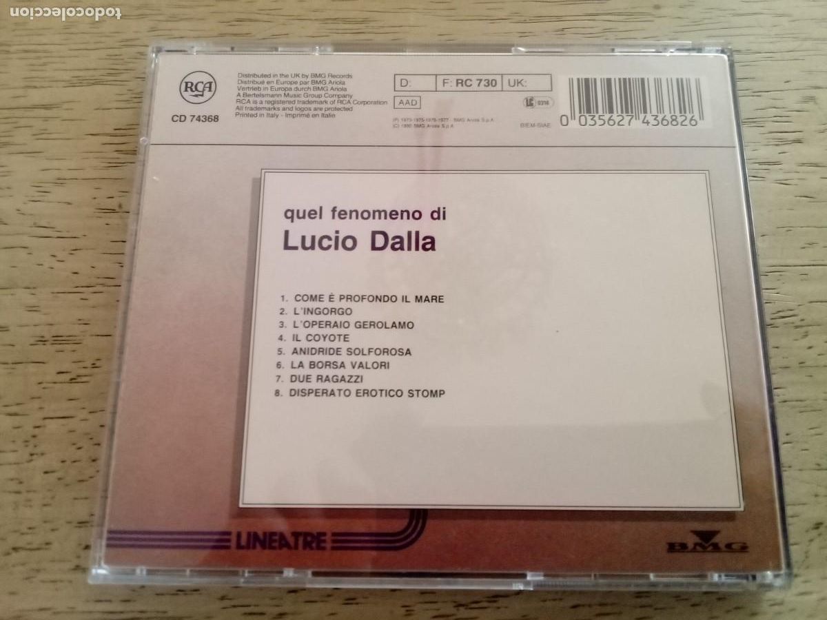 CDs de m&uacute;sica: Lucio Dalla. Quel fenomeno di. CD - Foto 2