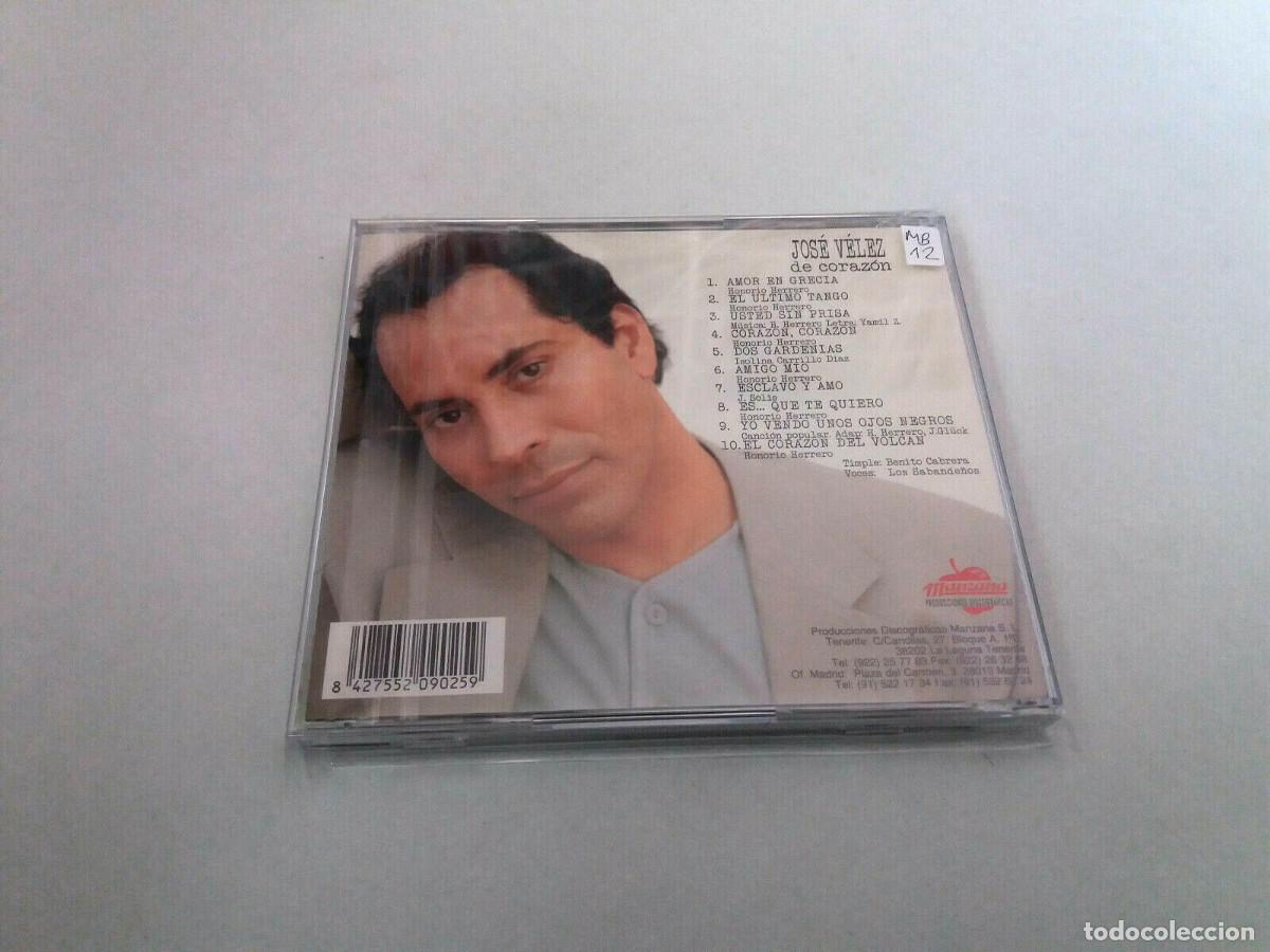CDs de m&uacute;sica: JOSE VELEZ &rdquo;DE CORAZON&rdquo; CD 10 TRACKS - Foto 2