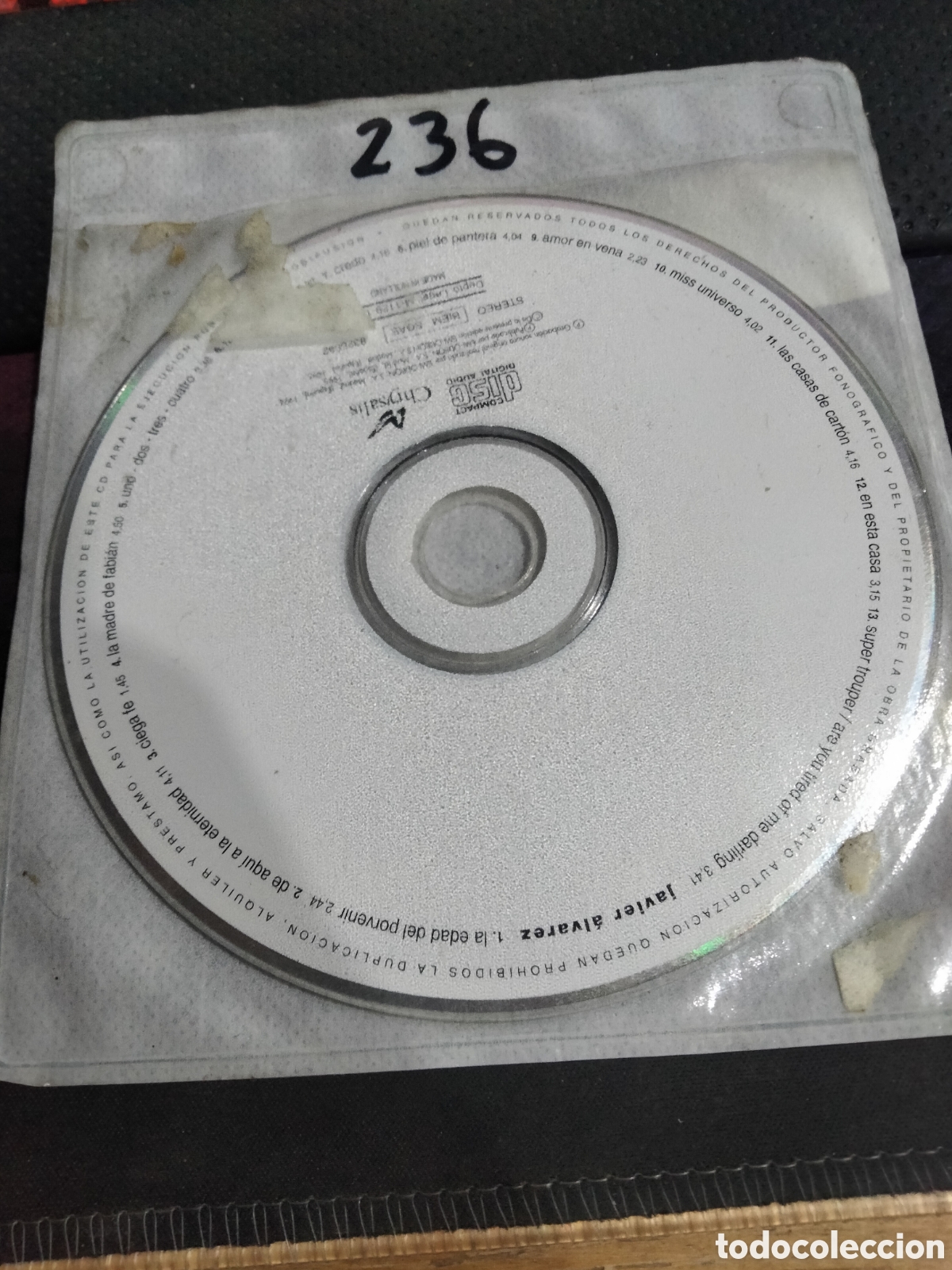 CDs de m&uacute;sica: CD Javier &Aacute;lvarez -236 (disco solo ) - Foto 1