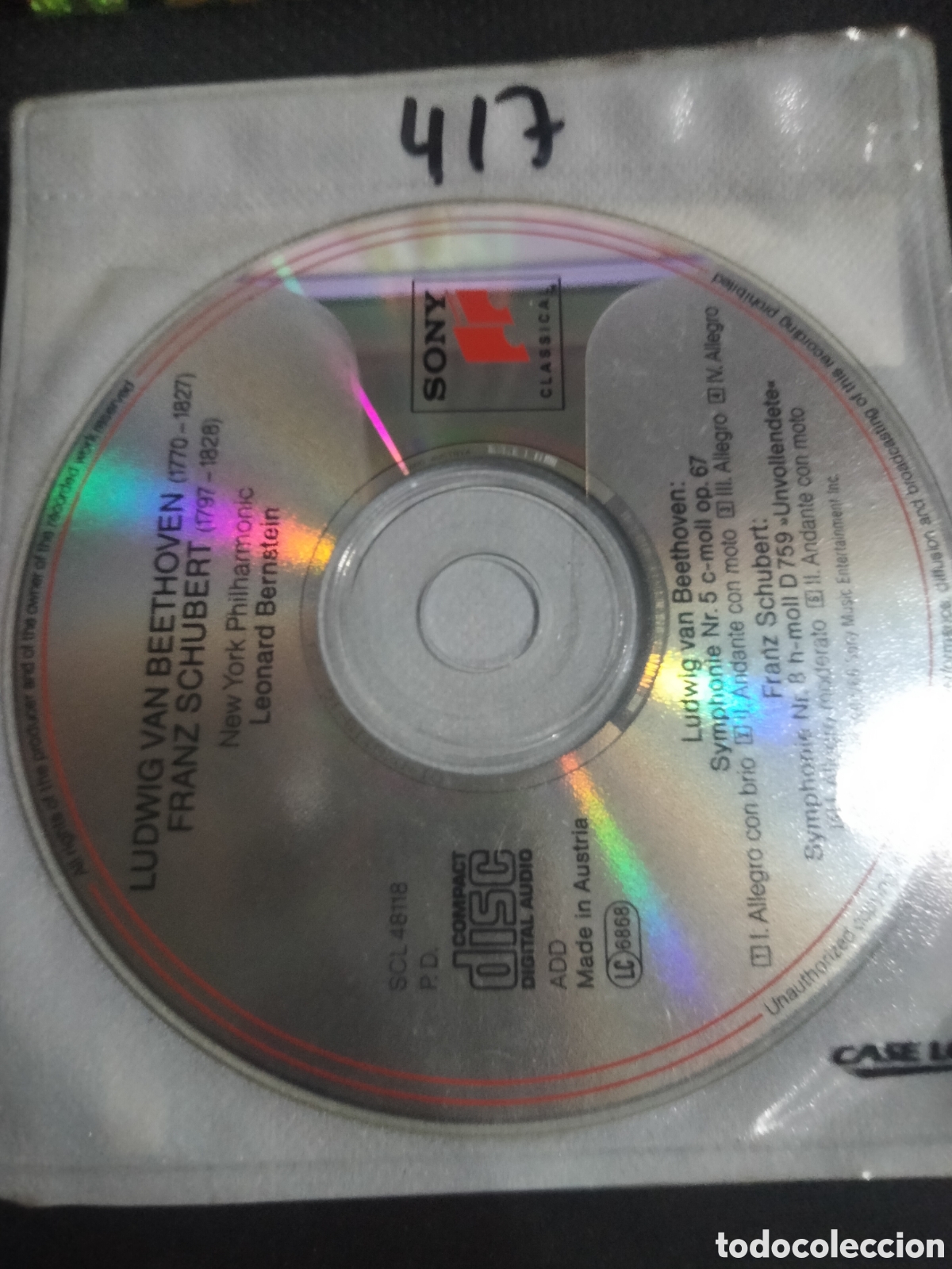 CDs de m&uacute;sica: CD Beethoven simf 5/8 -417 (disco solo) - Foto 1