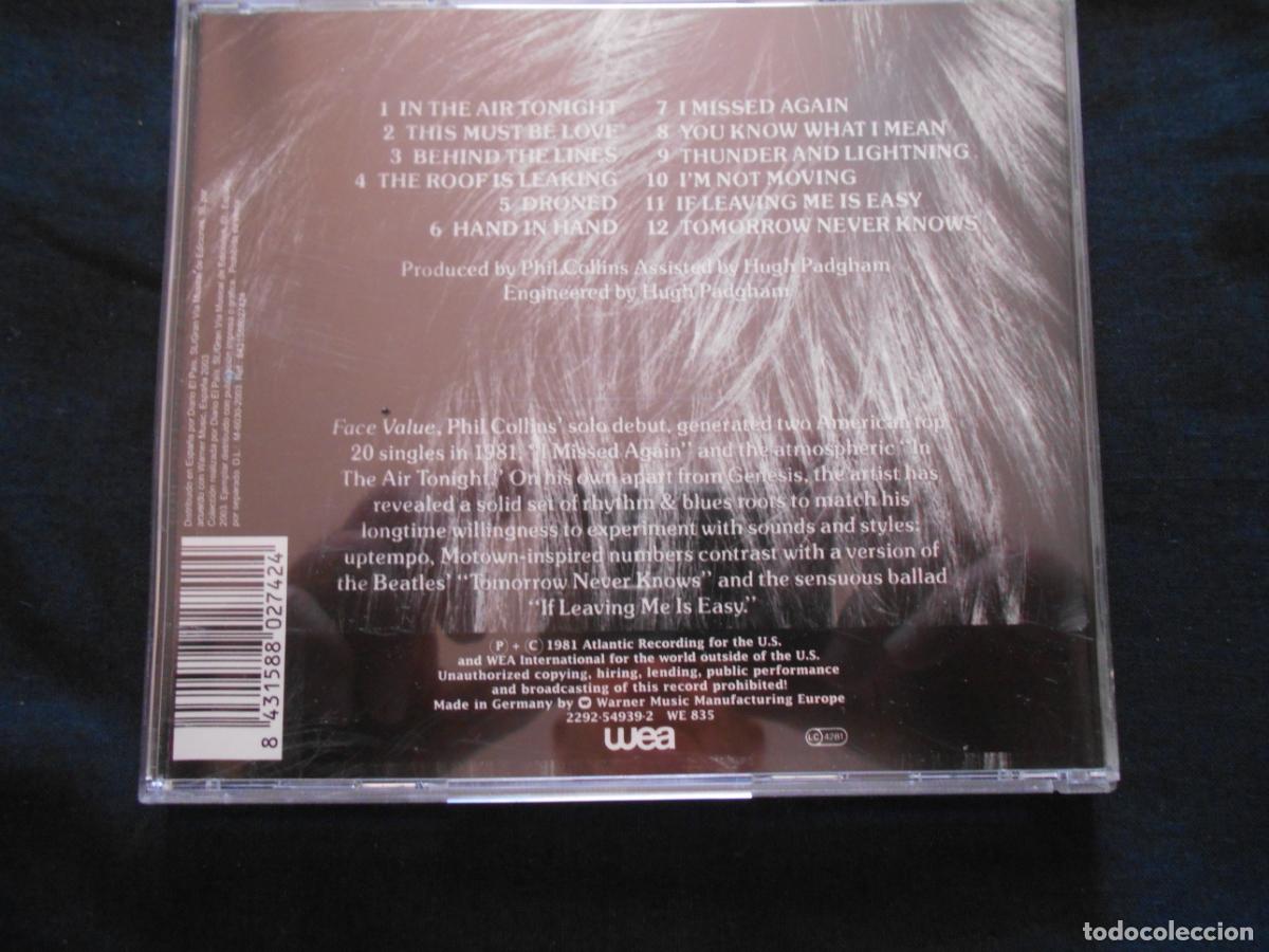 CDs de m&uacute;sica: CD PHIL COLLINS - FACE VALUE - 12 TEMAS - Foto 2