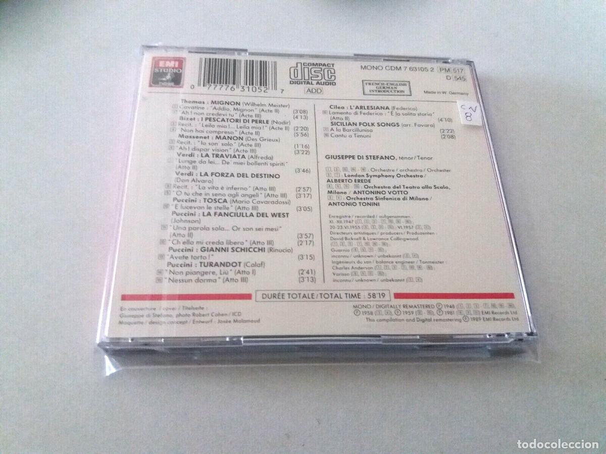 CDs de m&uacute;sica: GIUSEPPE DI STEFANO &rdquo;OPERA ARIAS&rdquo; CD 18 TRACKS COMO NUEVO - Foto 2