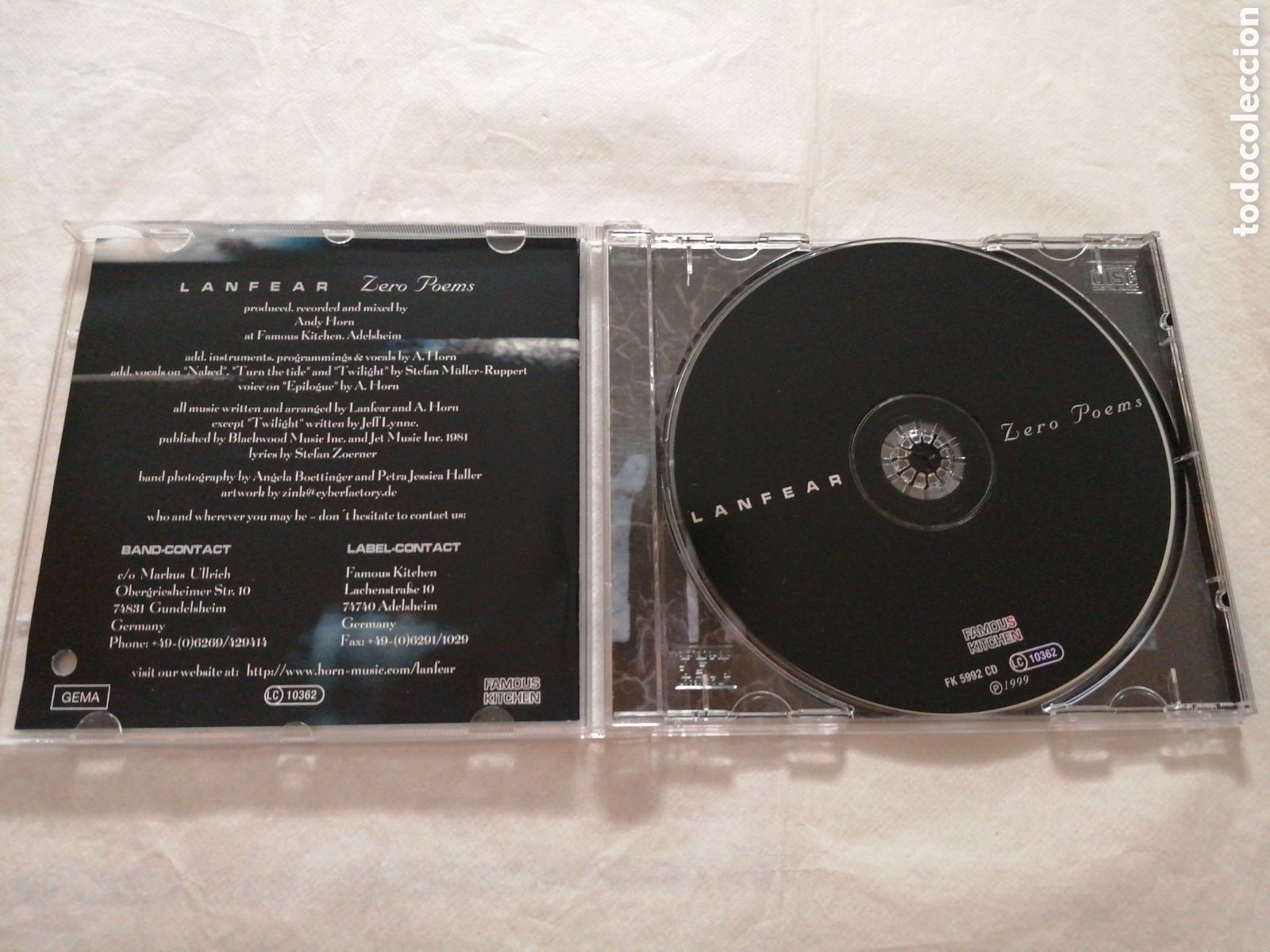 CDs de m&uacute;sica: Lanfear. Cd Zero poems. 1999 - Foto 2