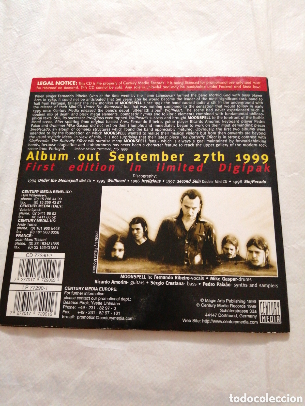 CDs de m&uacute;sica: Moonspell. The butterfly effect. Cd promocional - Foto 2