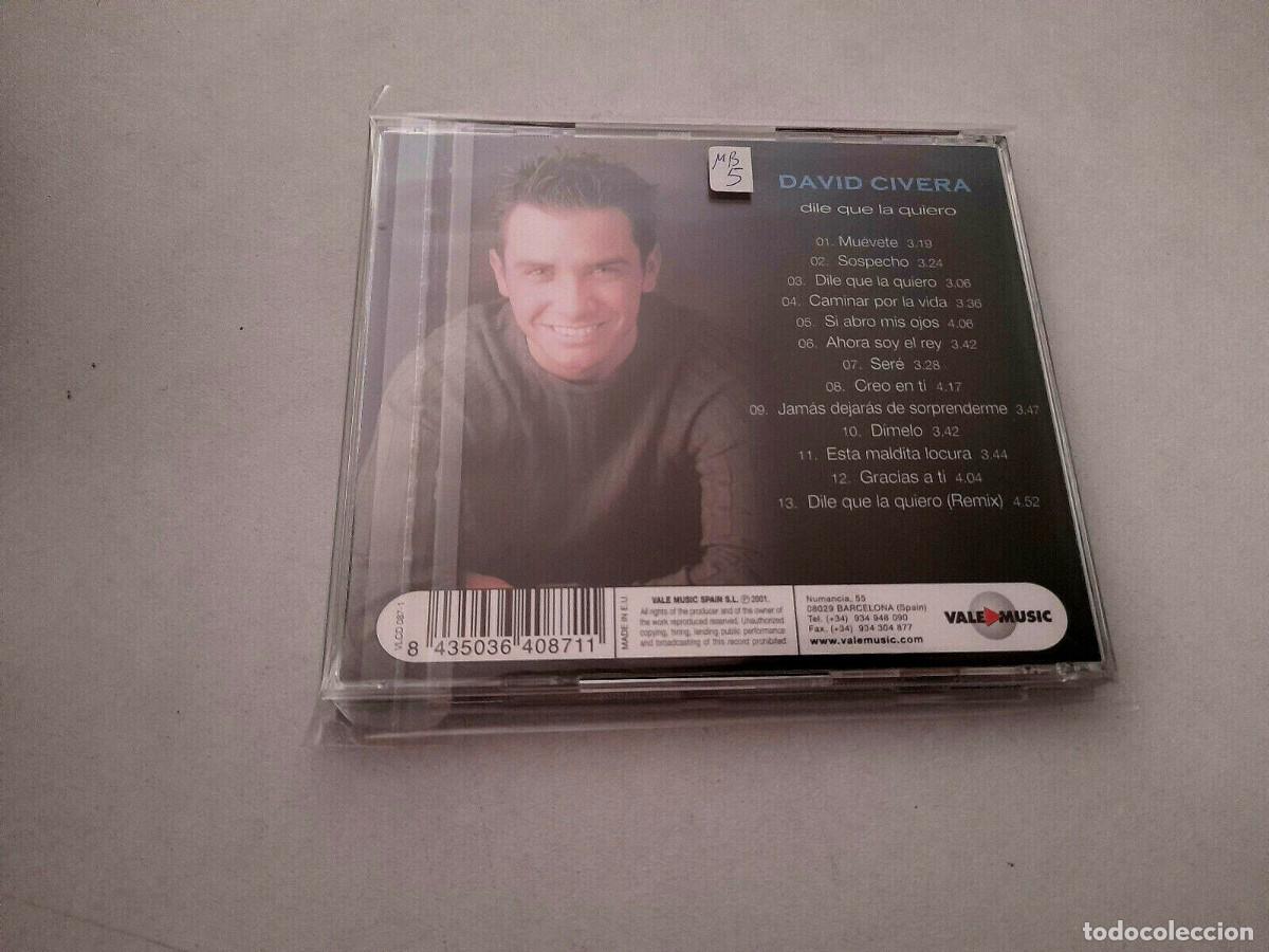 CDs de m&uacute;sica: DAVID CIVERA &rdquo;DILE QUE LA QUIERO&rdquo; CD 13 TRACKS - Foto 2
