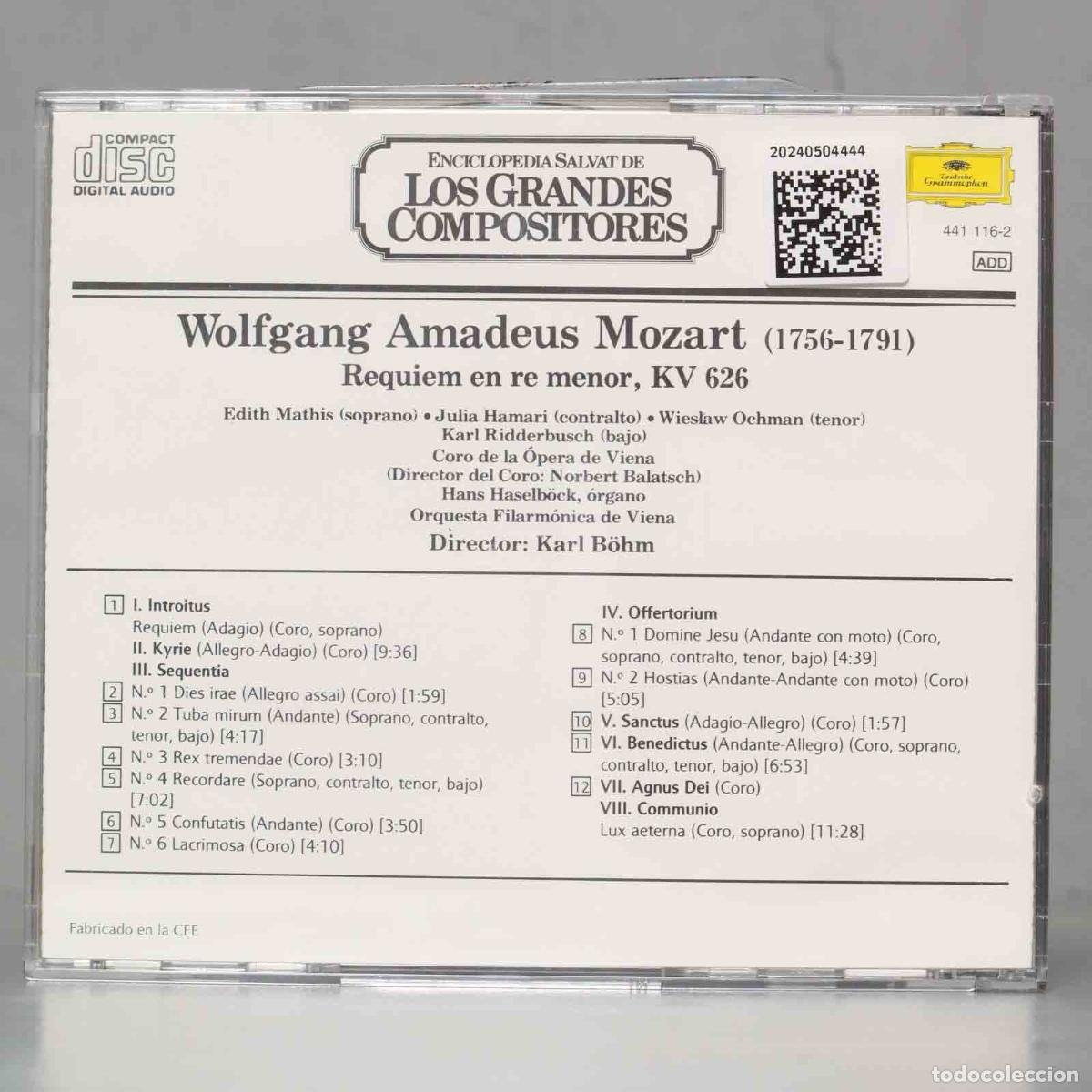 CDs de m&uacute;sica: CD. mozart. kv 626. bohm - Foto 2