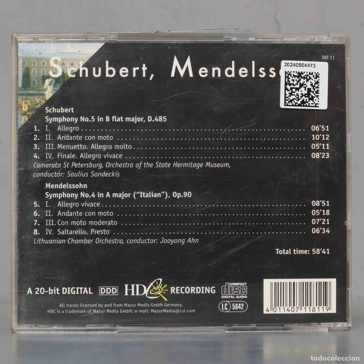 CDs de m&uacute;sica: CD. CD. SCHUBERT. D 485. MENDELSSOHN OP 90. AHN - Foto 2