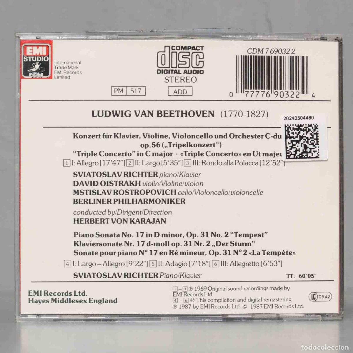 CDs de m&uacute;sica: CD. Karajan &ndash; Tripelkonzert. BEETHOVEN - Foto 2