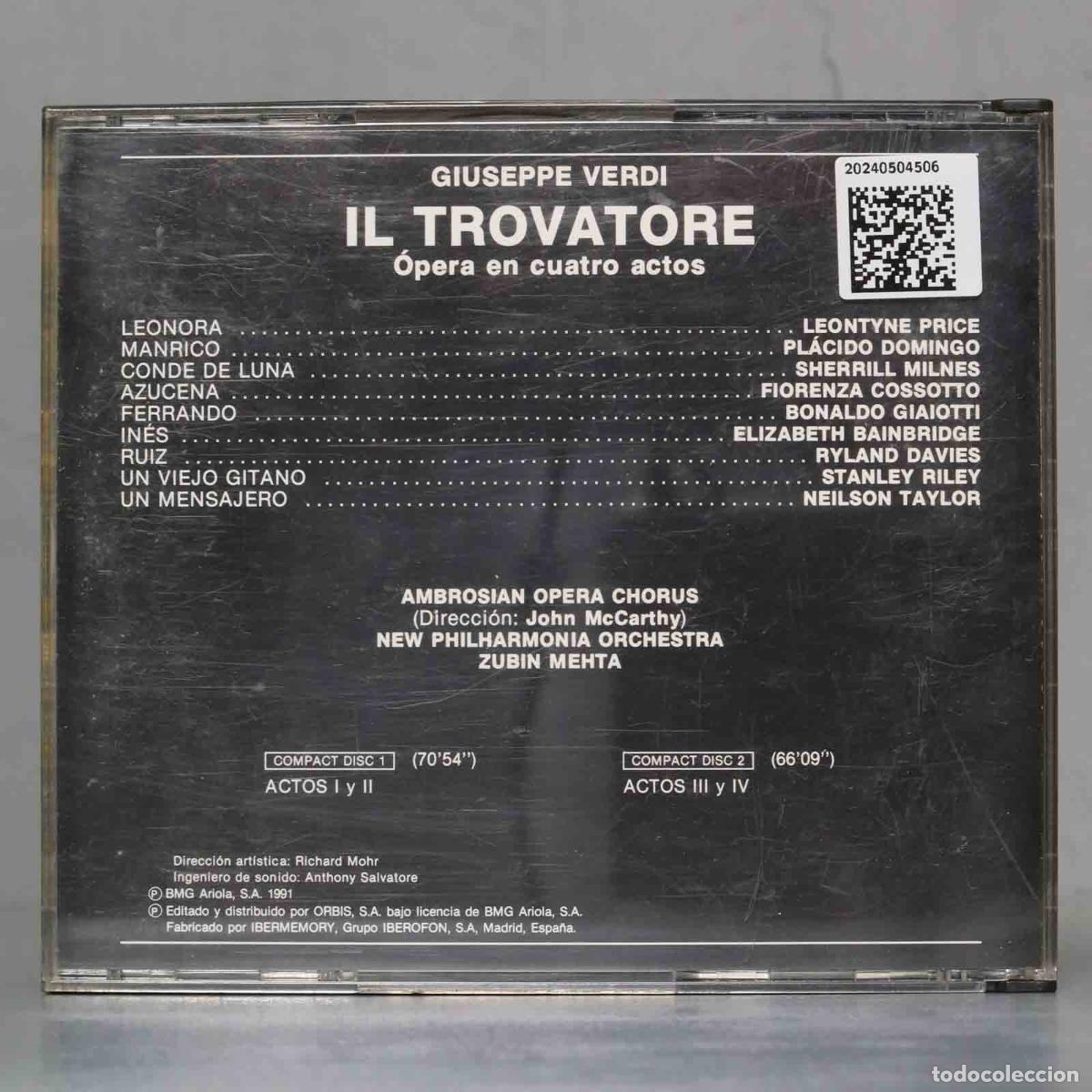 CDs de m&uacute;sica: CD. Il Trovatore. VERDI. MEHTA - Foto 2