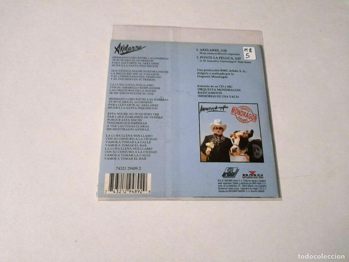 CDs de m&uacute;sica: ORQUESTA MONDRAGON &rdquo;AKELARRE&rdquo; CD SINGLE 2 TRACKS BASICAMENTE PONTE LA PELUCA - Foto 2