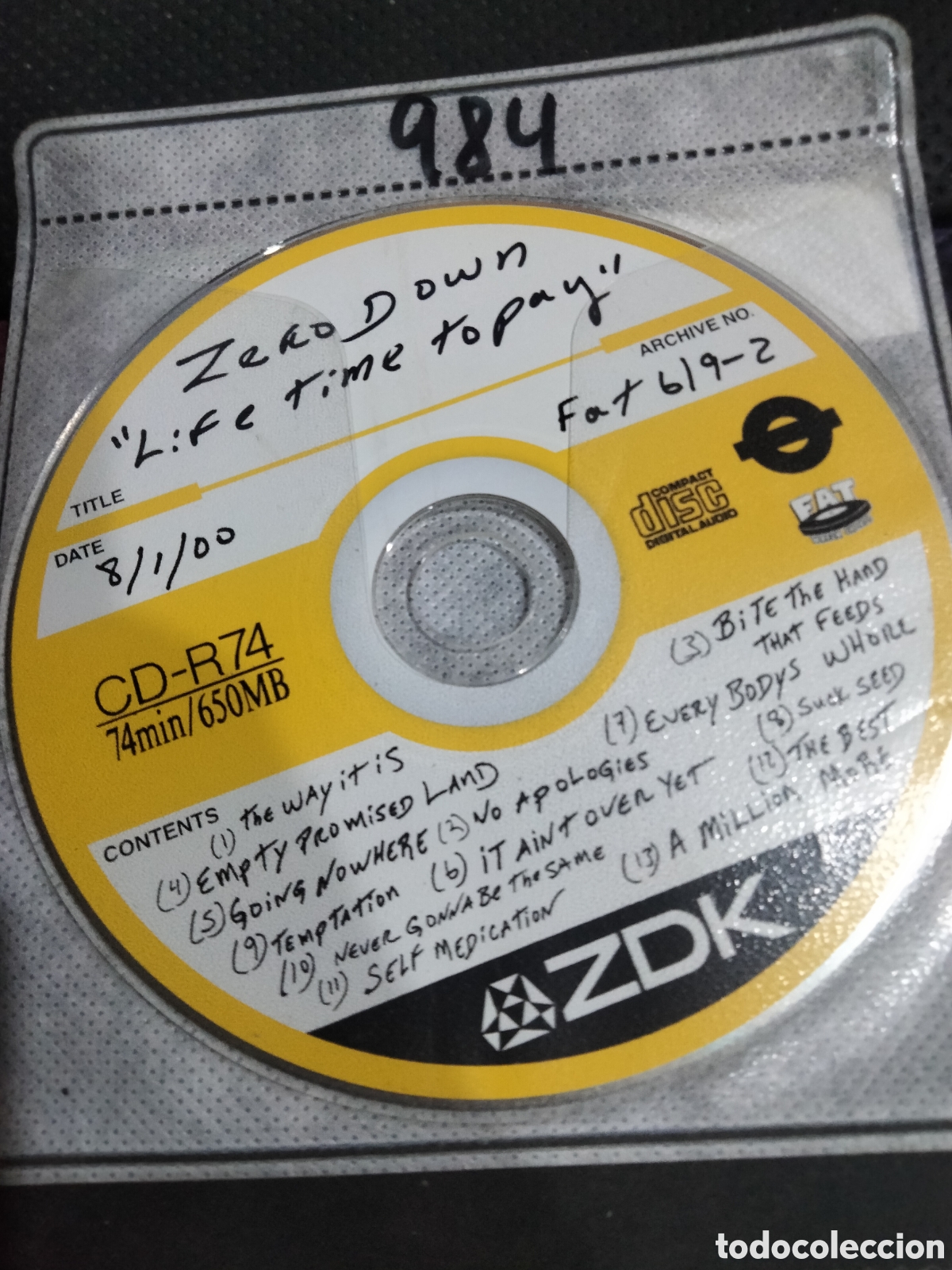 CDs de m&uacute;sica: Cd zero down Life time to pay -984 (disco solo) - Foto 1
