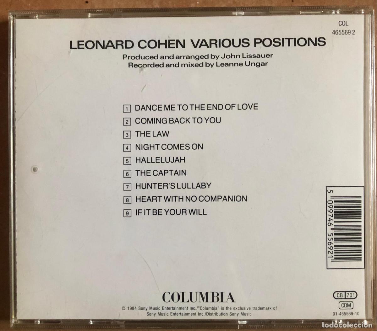 CDs de m&uacute;sica: Leonard Cohen CD Various Positions 1984 - Foto 2