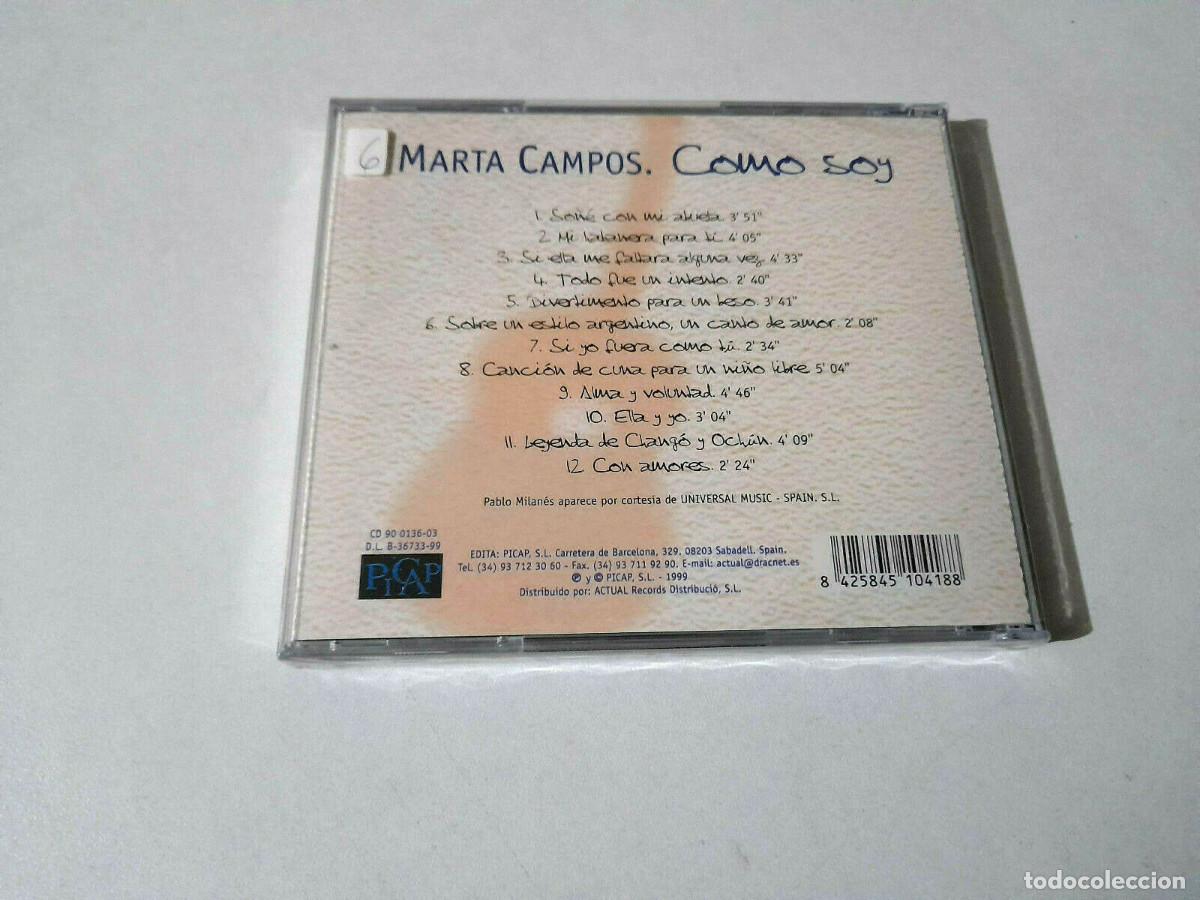 CDs de m&uacute;sica: MARTA CAMPOS &rdquo;COMO SOY&rdquo; CD 12 TRACKS PRECINTADO SEALED - Foto 2