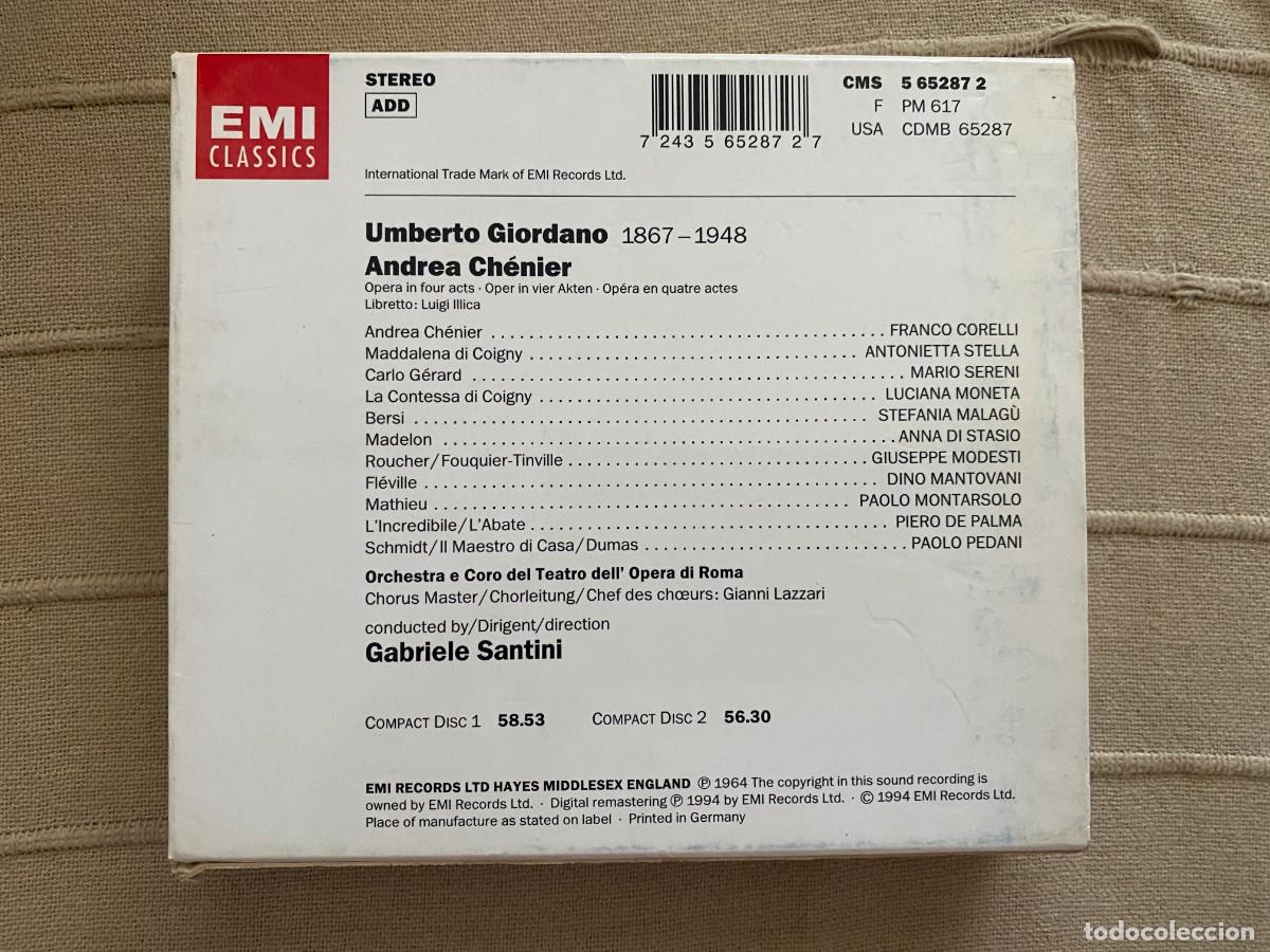 CDs de m&uacute;sica: CD DOBLE GIORDANO - ANDREA CHENIER - SANTINI - Foto 2