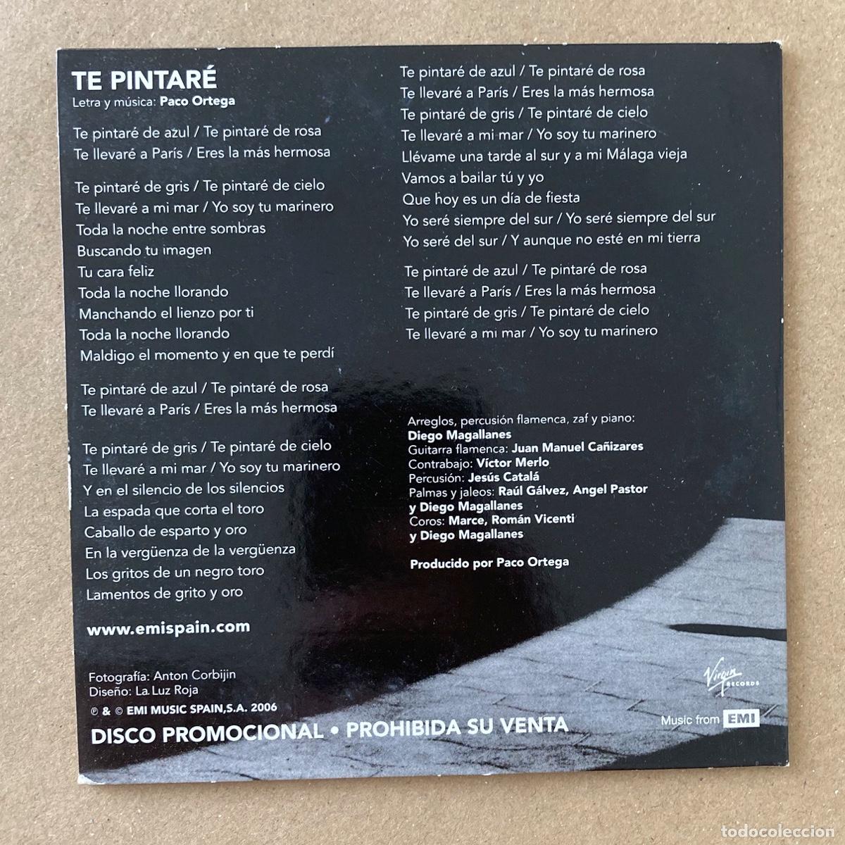 CDs de m&uacute;sica: CD SINGLE - JOS&Eacute; MERC&Eacute; - TE PINTAR&Eacute; - DISCO PROMOCIONAL 2006 - Foto 2
