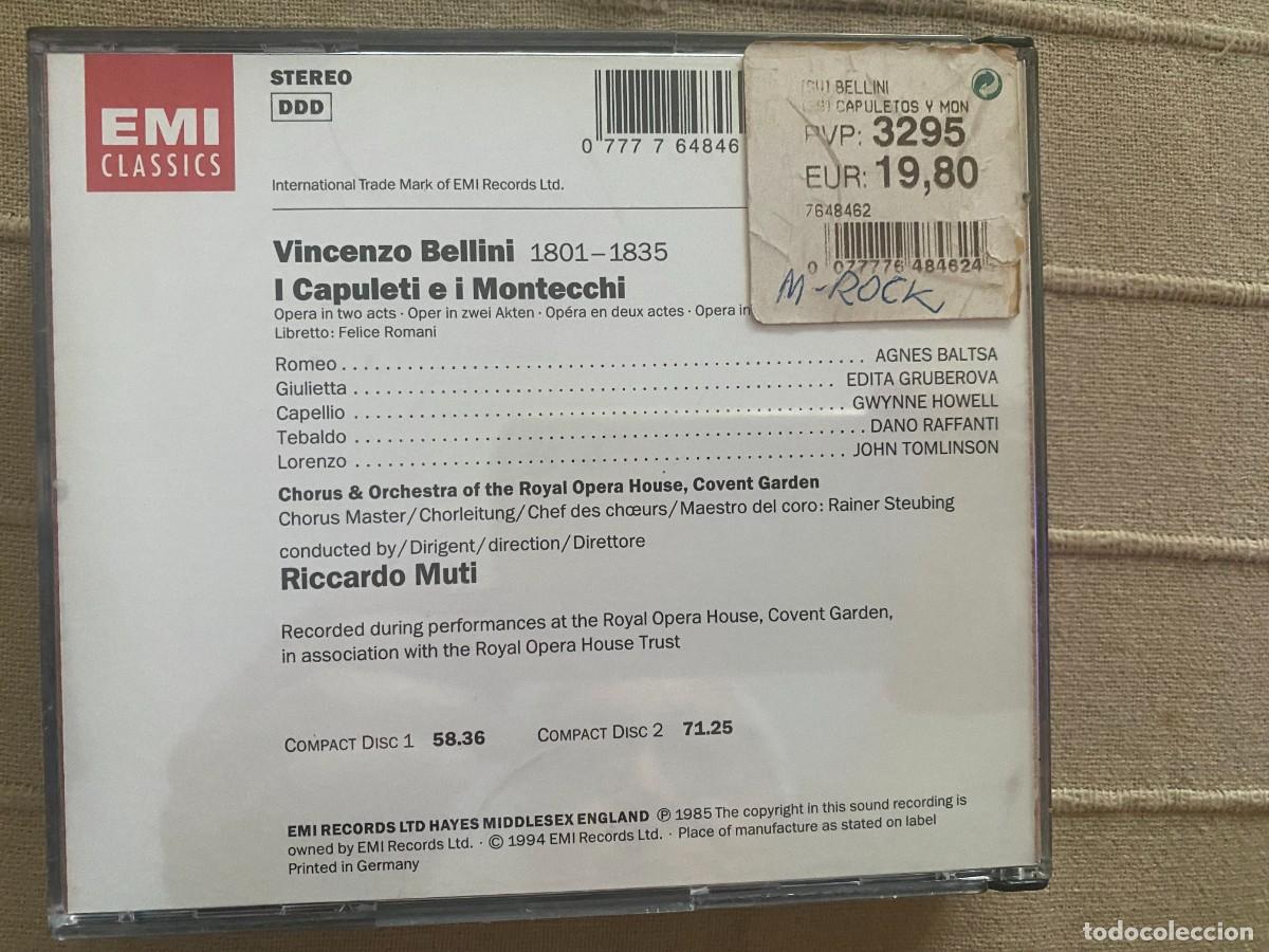 CDs de m&uacute;sica: CD DOBLE BELLINI - I CARPULETIE I MONTECCHI - Foto 2