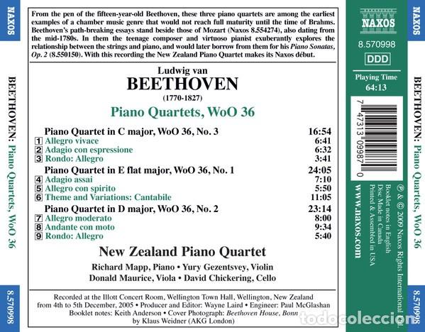 CDs de m&uacute;sica: BEETHOVEN: PIANO QUARTETS - NAXOS - CD - Foto 2