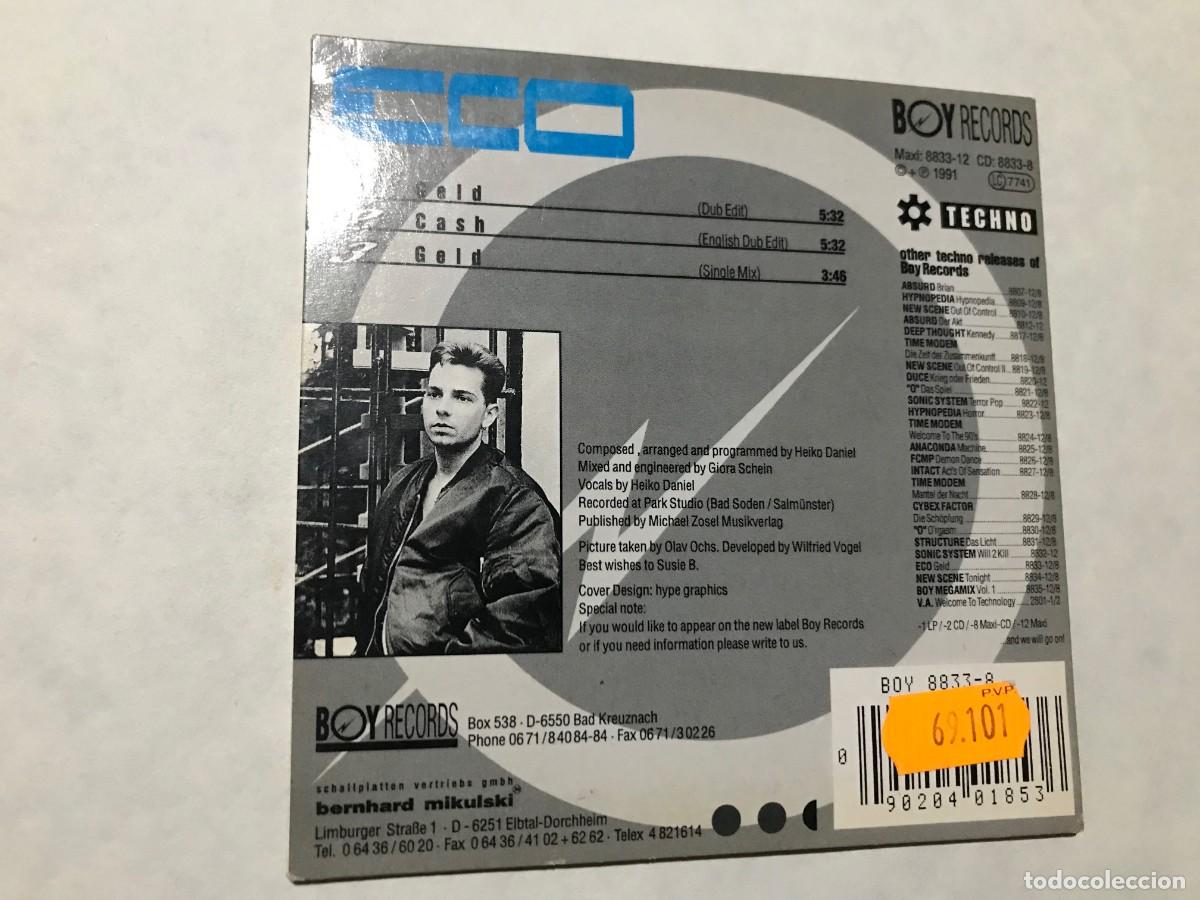 CDs de m&uacute;sica: ECO - GELD CD SINGLE BOY RECORDS 1991 - TECHNO SYNTH POP - Foto 2