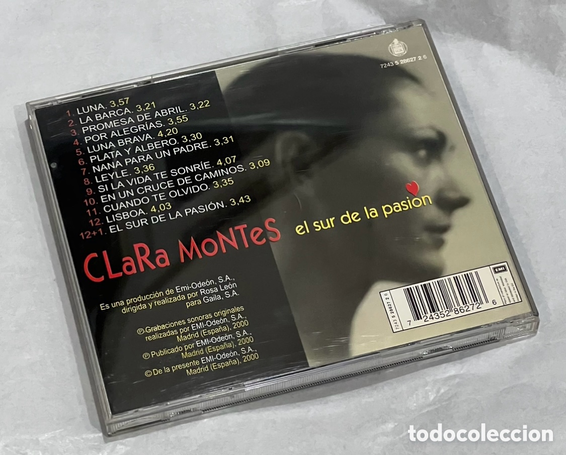 CDs de m&uacute;sica: CD. Clara Montes. &ldquo;El Sur de la pasi&oacute;n&rdquo;. 2000. - Foto 2