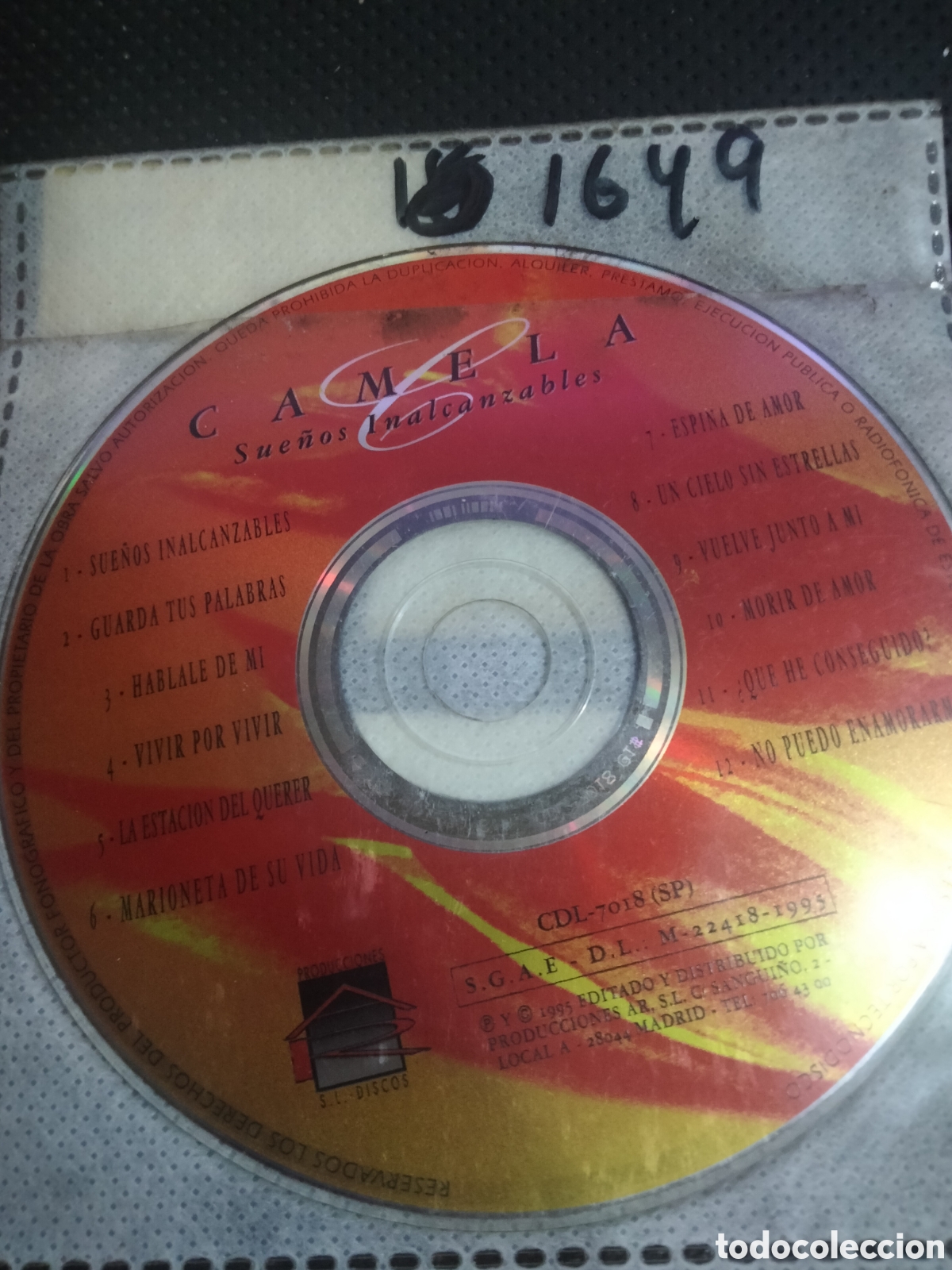 CDs de m&uacute;sica: Cd camela sue&ntilde;os inalcanzables -1649 (disco solo) - Foto 1