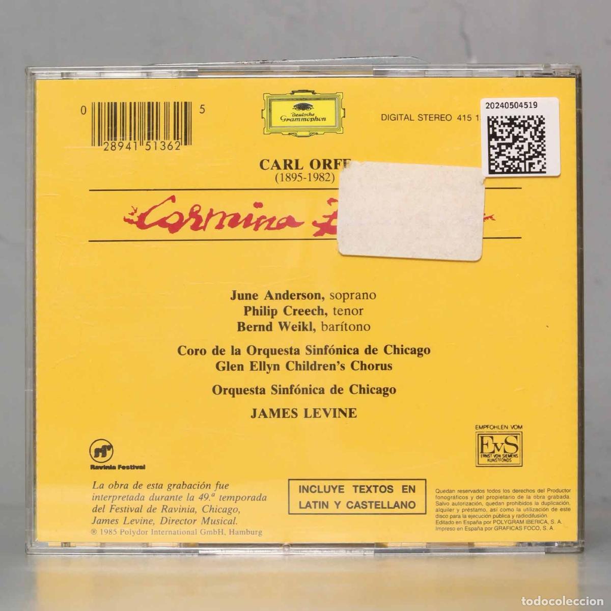 CDs de m&uacute;sica: CD. Levine &ndash; Carmina Burana. ORFF - Foto 2