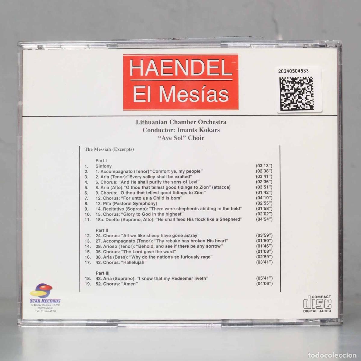 CDs de m&uacute;sica: CD. HAENDEL. EL MESIAS. KOKARS - Foto 2