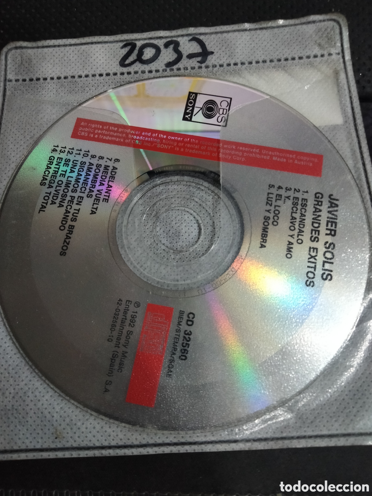 CDs de m&uacute;sica: Cd Javier Sol&iacute;s grandes &eacute;xitos -2037 (disco solo) - Foto 1