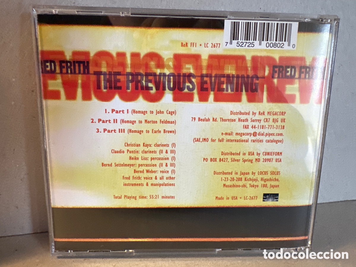 CDs de m&uacute;sica: Fred Frith - The Previous Evening (CD, Album) - Foto 2