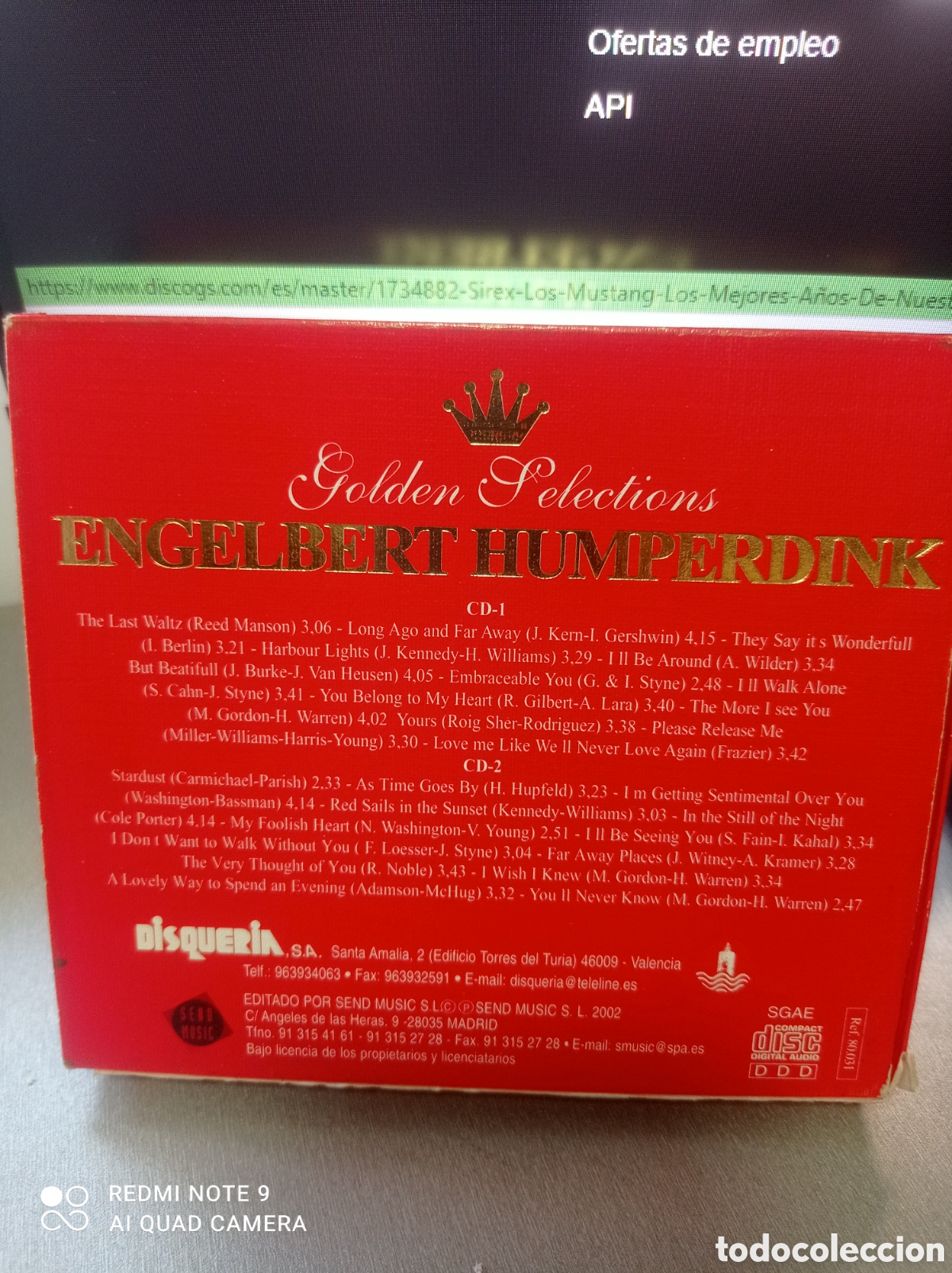 CDs de m&uacute;sica: Engelbert humperdink golden selections - Foto 2