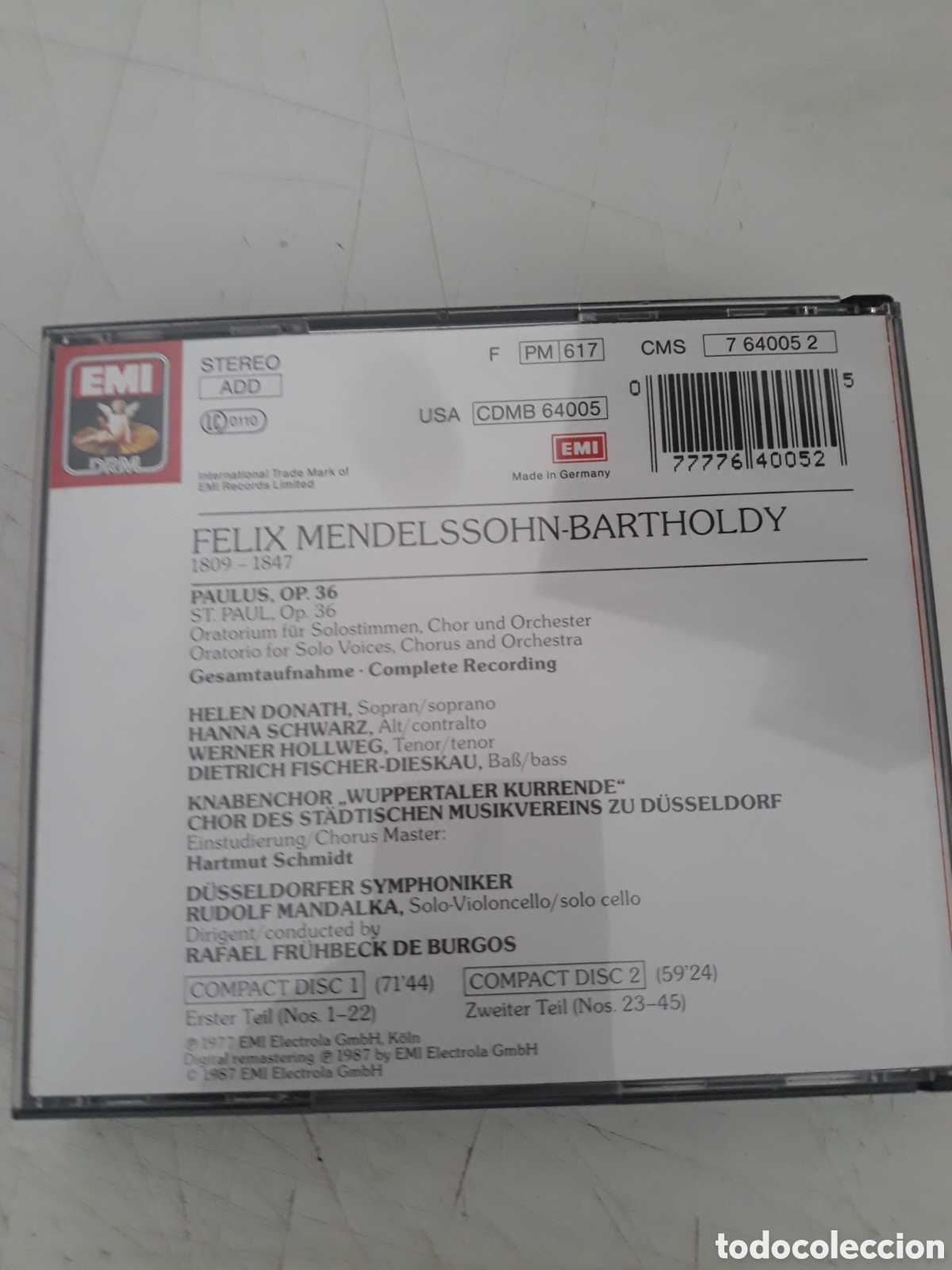 CDs de m&uacute;sica: MENDELSSOHN: PAULUS - EMI - 2 CD - Foto 2