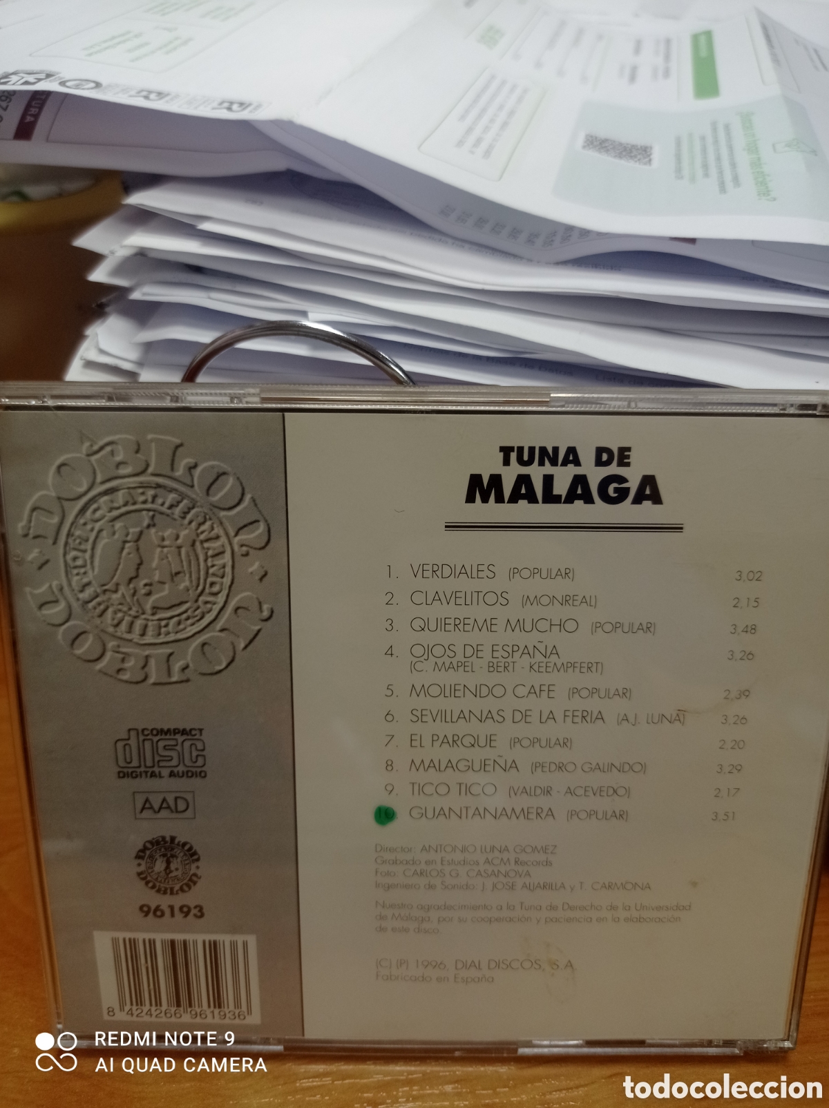 CDs de m&uacute;sica: Tuna de M&aacute;laga cd dial discos - Foto 2