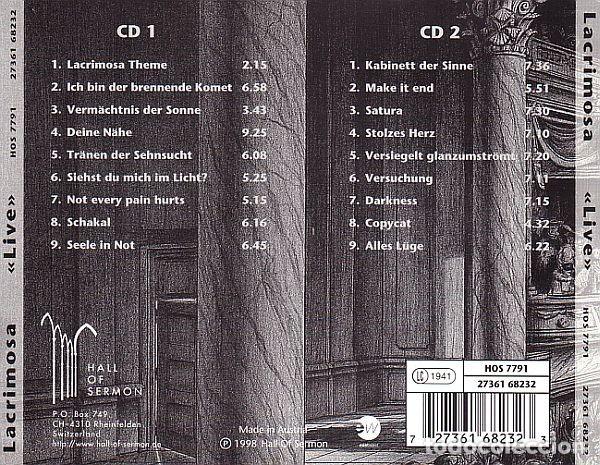 CDs de m&uacute;sica: Lacrimosa &ndash; Live - 2 x CD - Foto 2