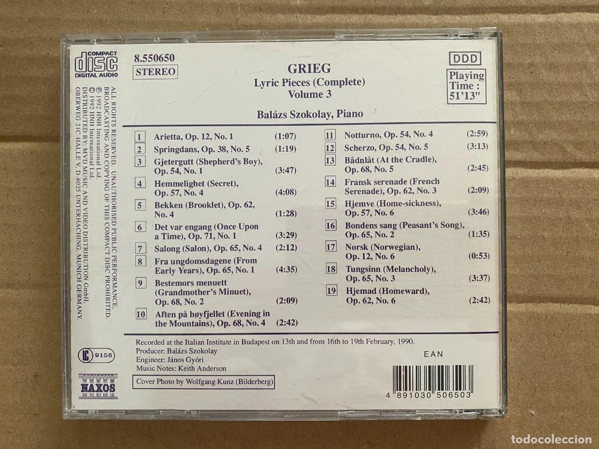 CDs de m&uacute;sica: CD GRIEG: Lyric Pieces (Complete ) Volume 3 - Foto 2