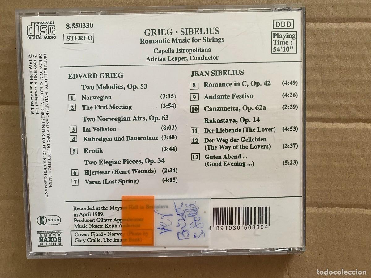 CDs de m&uacute;sica: CD GRIEG - SIBELIUS : Romantic Music for Strings - Foto 2