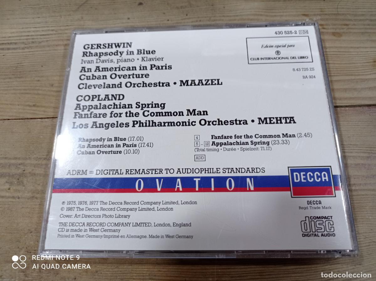 CDs de m&uacute;sica: GERSHWIN. RHAPSODY IN BLUE. METHA - MAAZEL. CD. - Foto 2