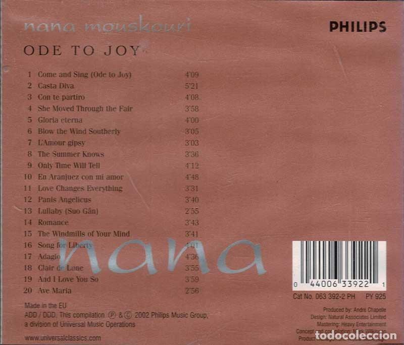 CDs de m&uacute;sica: Nana Mouskouri - Ode To Joy. CD - Foto 2