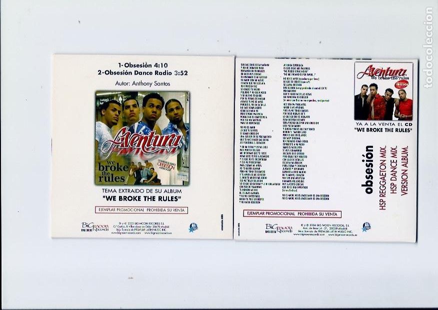 CDs de m&uacute;sica: AVENTURA. Obsesion. (2 cd single) - Foto 3
