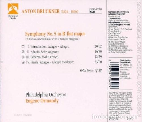 CDs de m&uacute;sica: BRUCKNER: SYMPHONY N&ordm; 5 - SONY - CD - Foto 2