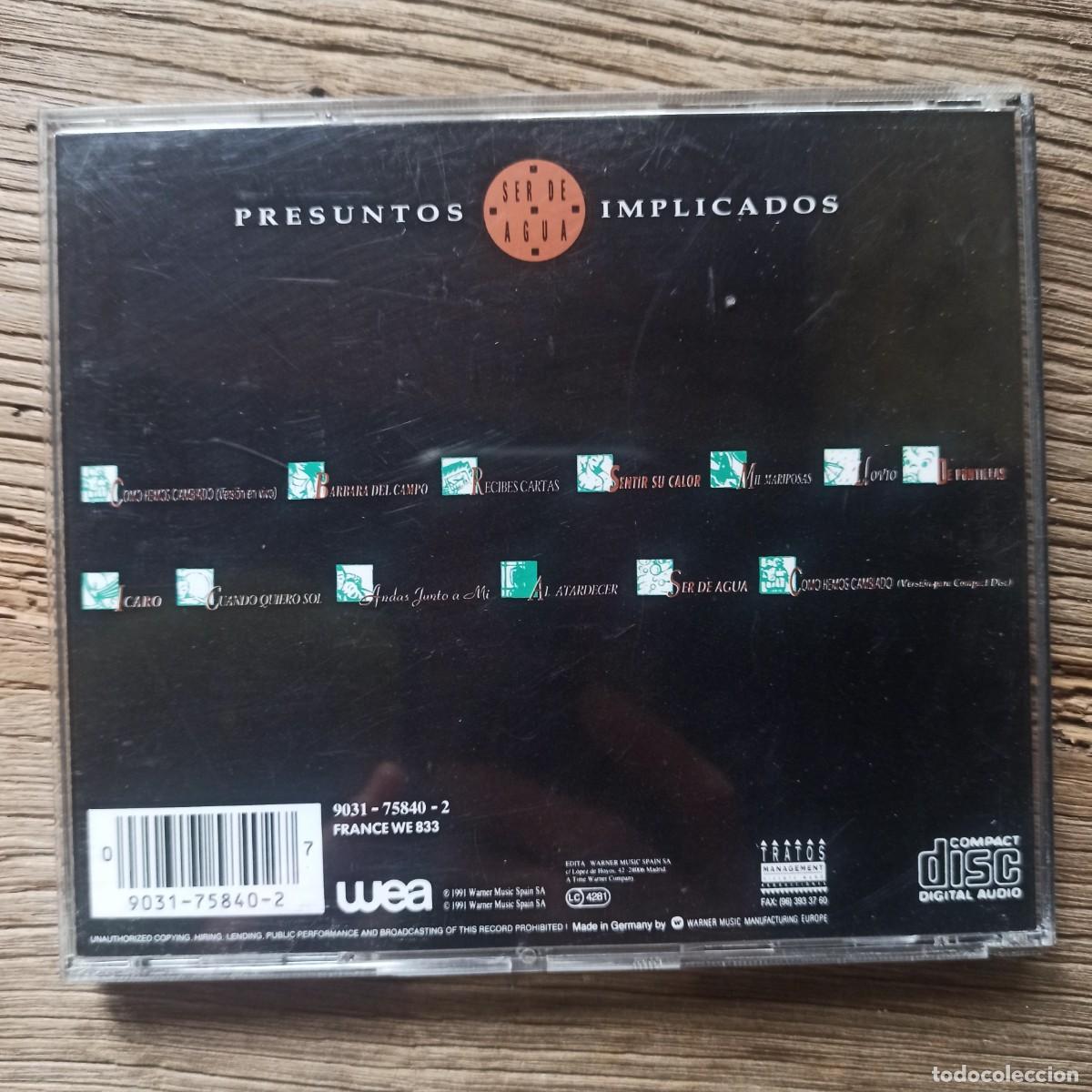 CDs de m&uacute;sica: CD - Presuntos Implicados &ndash; Ser De Agua - Foto 2