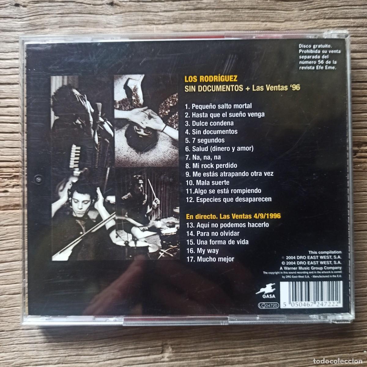 CDs de m&uacute;sica: CD - Los Rodriguez &ndash; Sin Documentos + Las Ventas 4/9/1996 - Foto 2