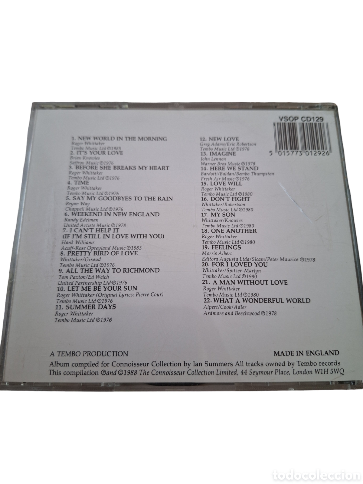 CDs de m&uacute;sica: SCD162 ROGER WHITTAKER SINCERELY YOURS CD MUSICA - Foto 2