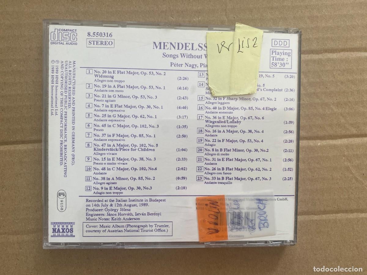 CDs de m&uacute;sica: CD MENDELSSOHN - SONGS WITHOUT WORDS - Foto 2