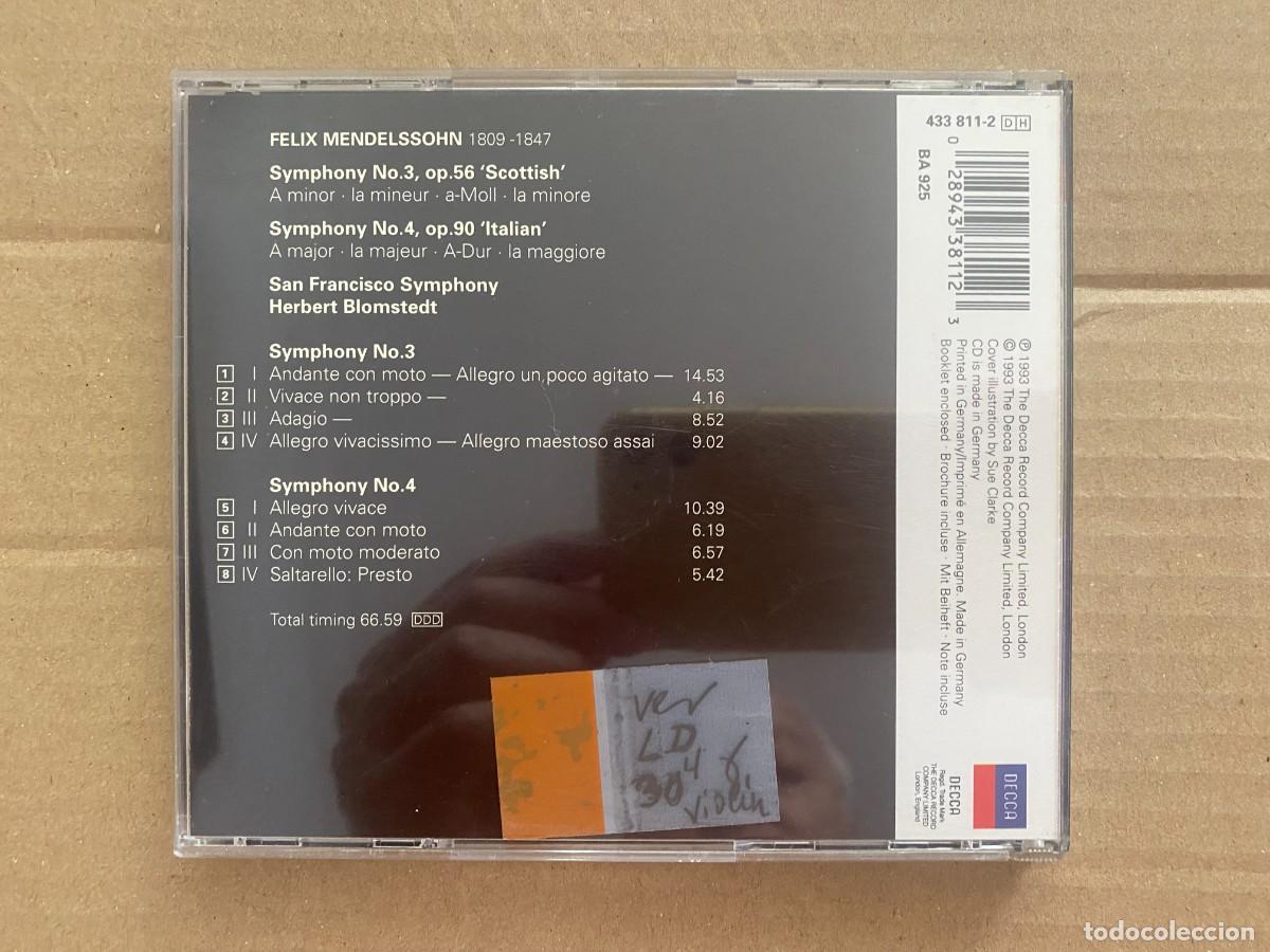 CDs de m&uacute;sica: CD MENDELSSOHN - SYMPHONIES 3 - HERBERT BLOMSTEDT - Foto 2