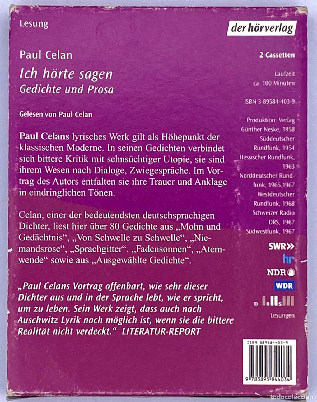 CDs de m&uacute;sica: PAUL CELAN. ICH H&Ouml;RTE SAGEN. CC - Foto 2