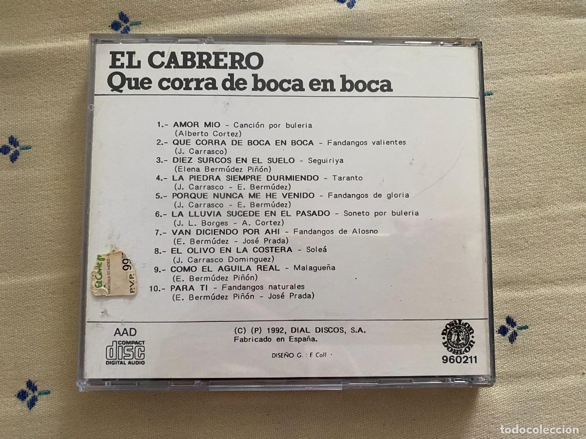 CDs de m&uacute;sica: EL CABRERO - QUE CORRA DE BOCA EN BOCA - Foto 2