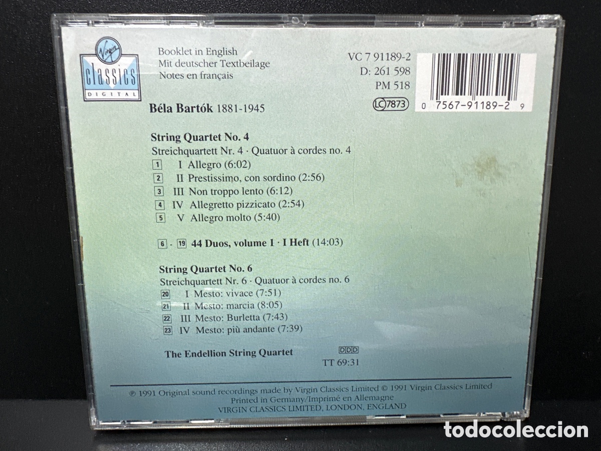 CDs de m&uacute;sica: Bart&oacute;k - Endellion String Quartet - String Quartets 4 & 6 / 44 Duos, Volume 1 (CD) - Foto 2